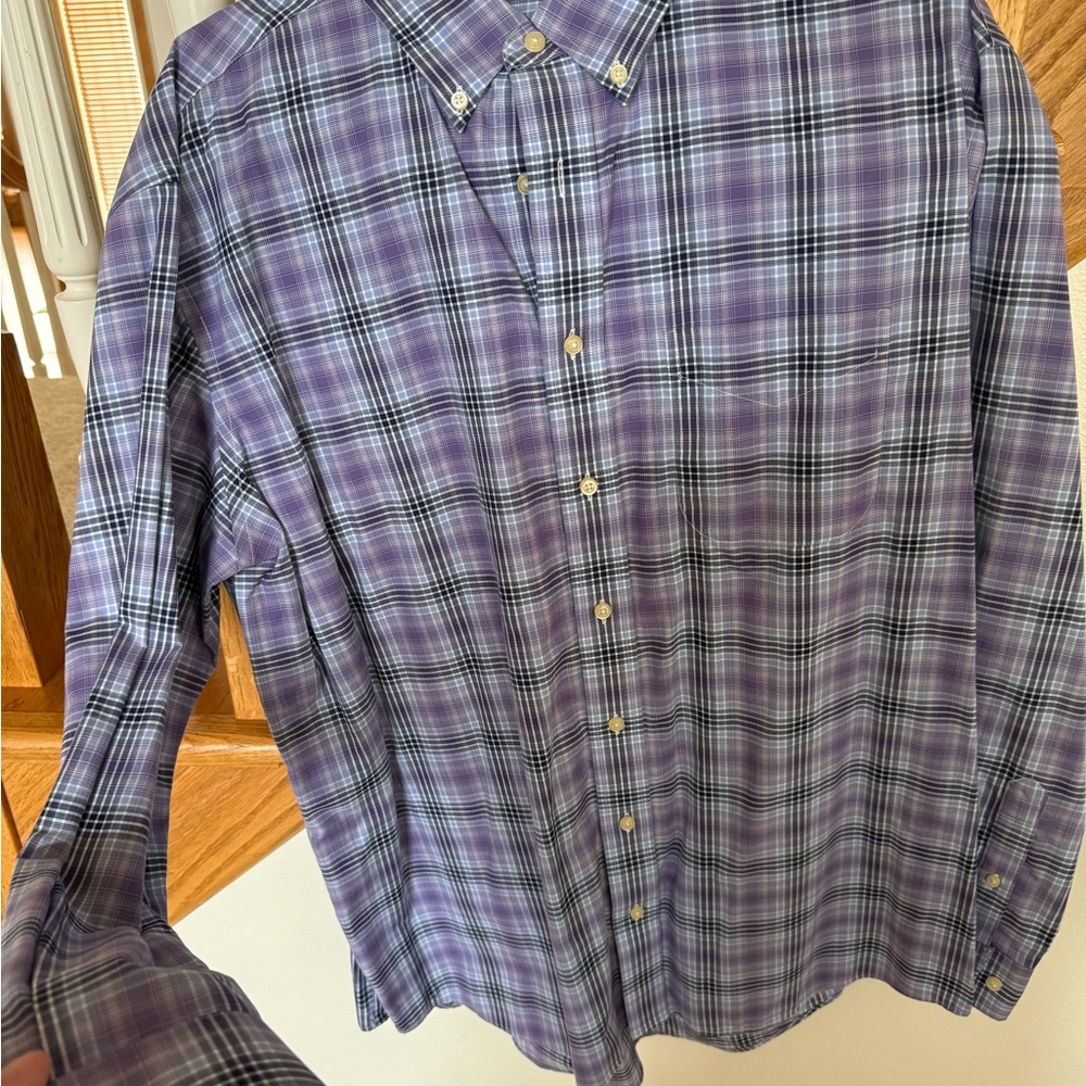 Jos. A. Bank Tailored Fit - Traveler Purple and Black Plaid Shirt